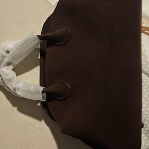 Chocolate Brown Faux Suede Satchel New